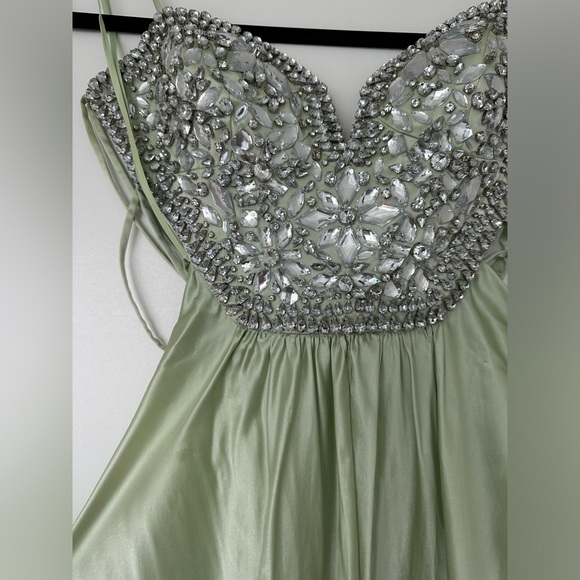 Mignon Crystal Mint Green Prom Dress - Picture 8 of 15